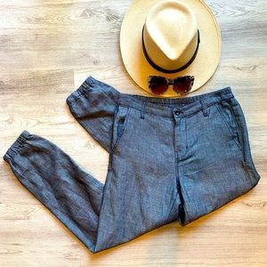 J CREW Cotton / Linen Dark Denim Style Lightweight Jogger Pants